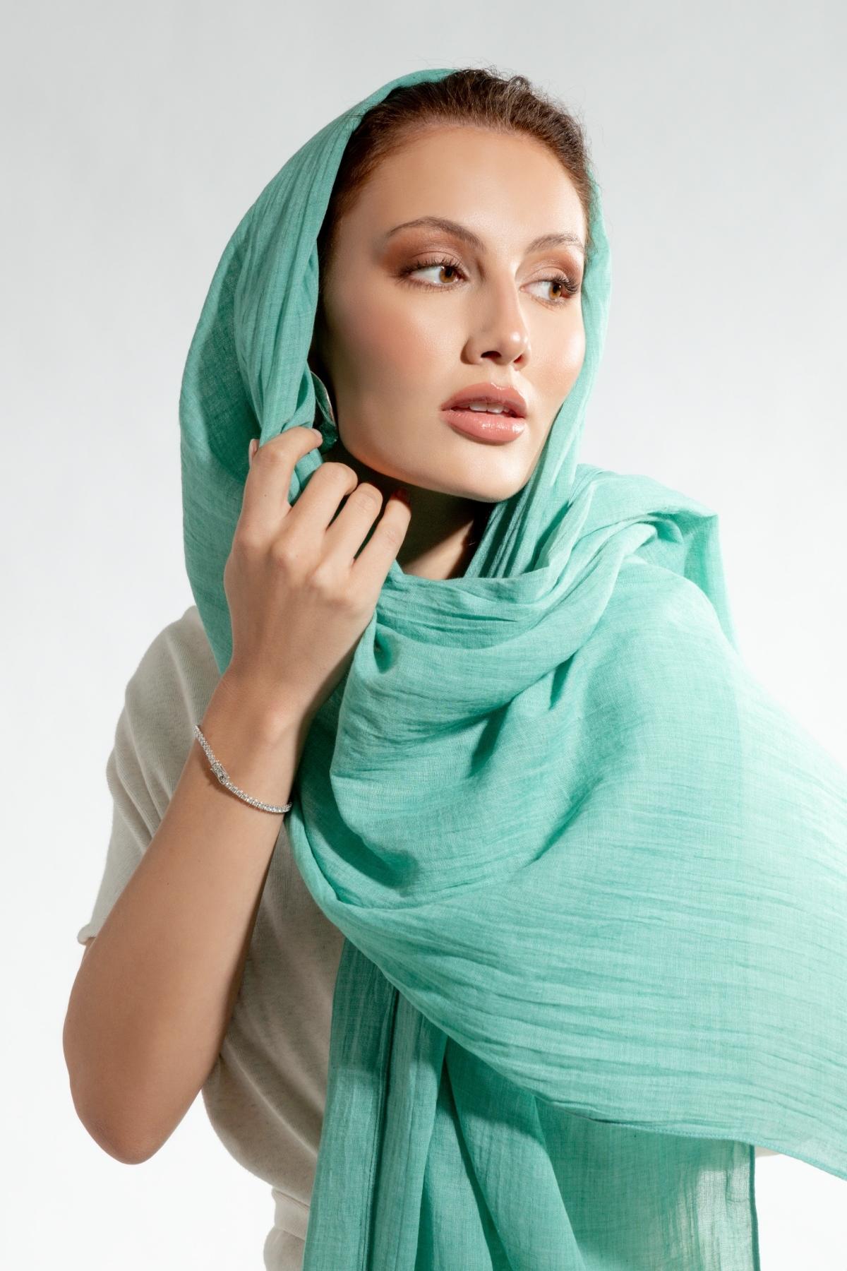 Premium Cotton Scarf in Lagoon – Maha Ghalayini