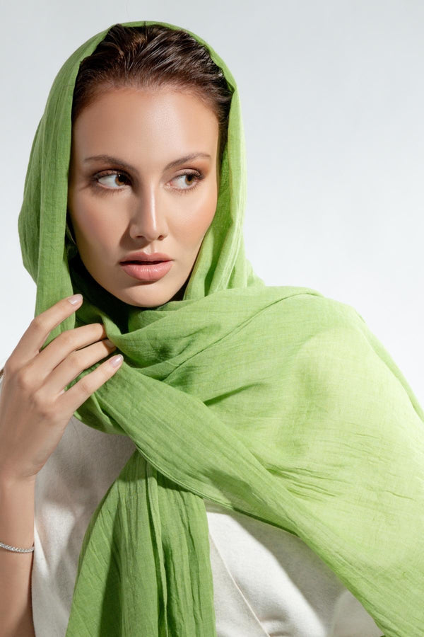 Premium Cotton Scarf in Green Apple