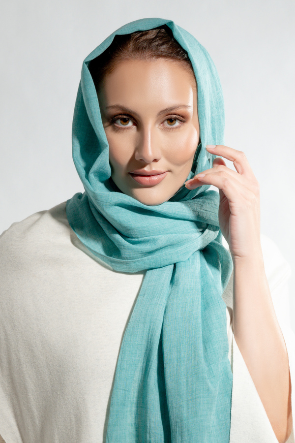 Premium Cotton Scarf in Aqua Sea