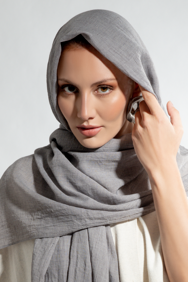 Premium Cotton Scarf in Storm