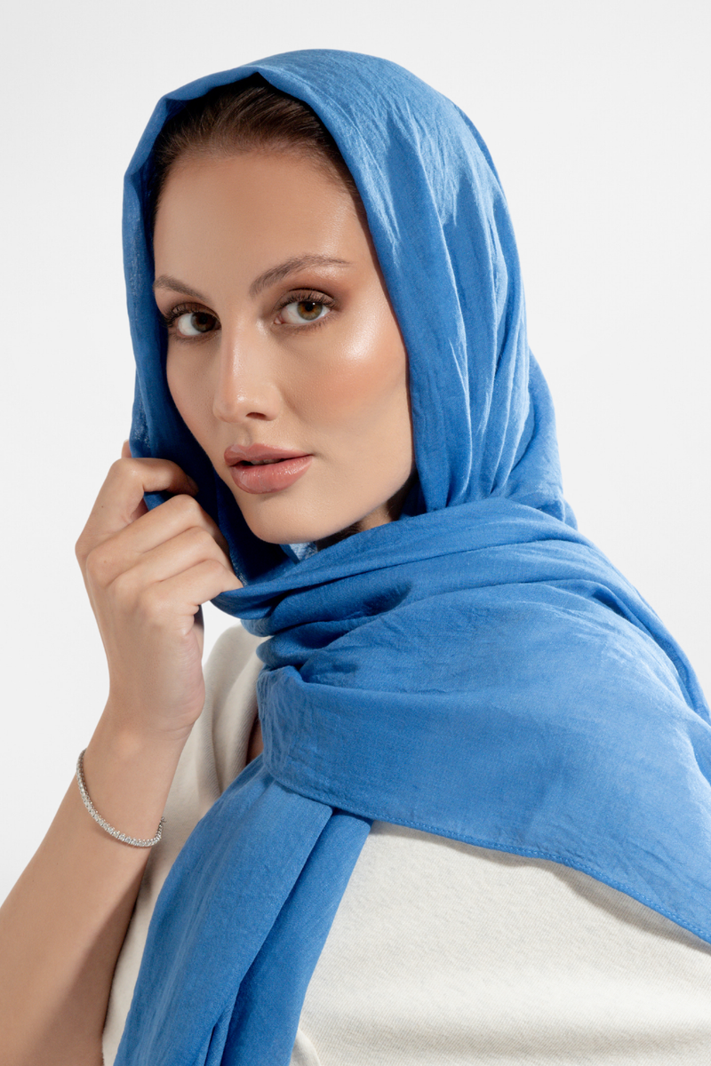 Premium Cotton Scarf in Royal Blue