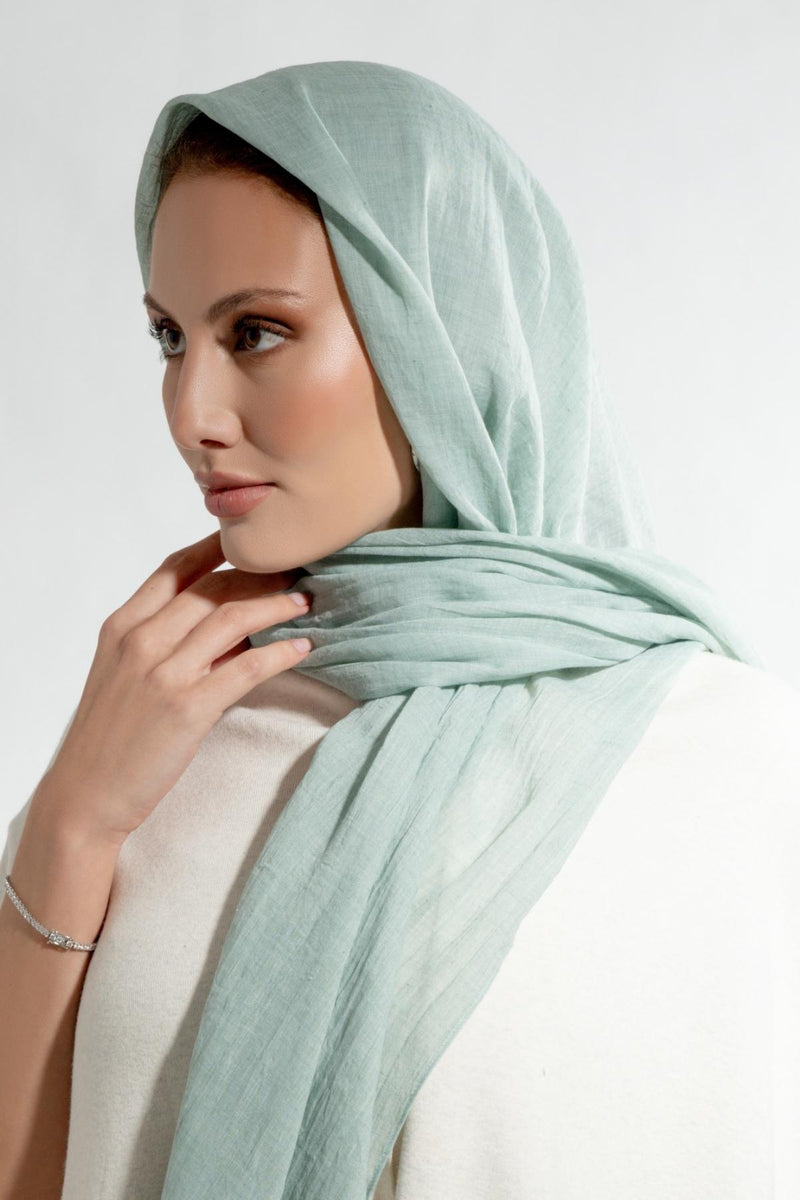 Premium Cotton Scarf in Aqua Foam