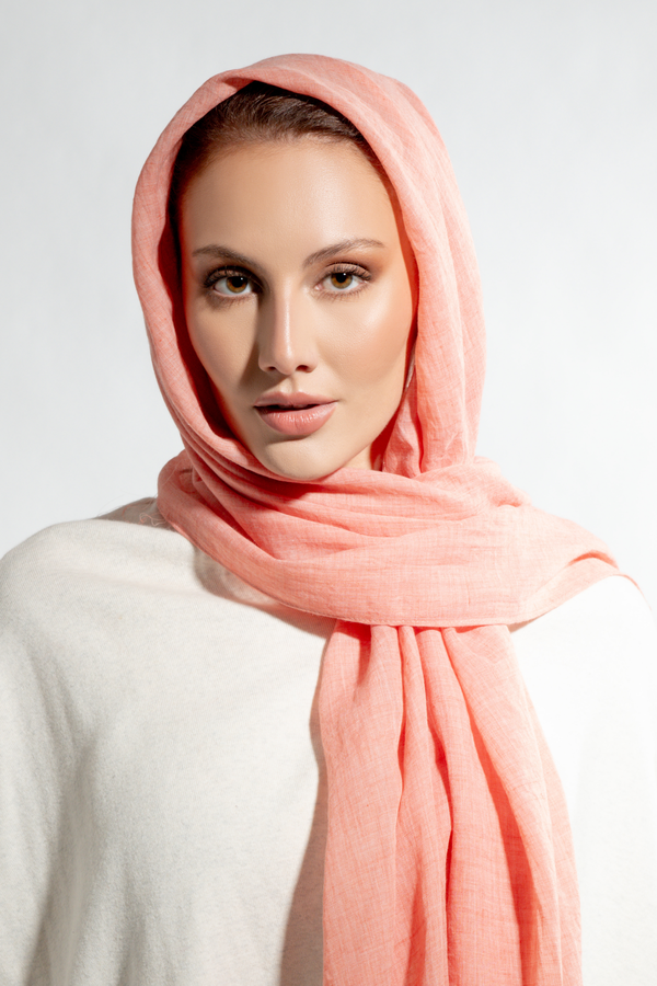 Premium Cotton Scarf in Salmon