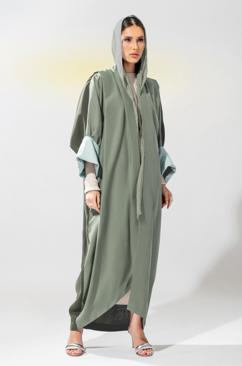 Kimono Style Abaya in Mint Green Tea [PRE-ORDER]