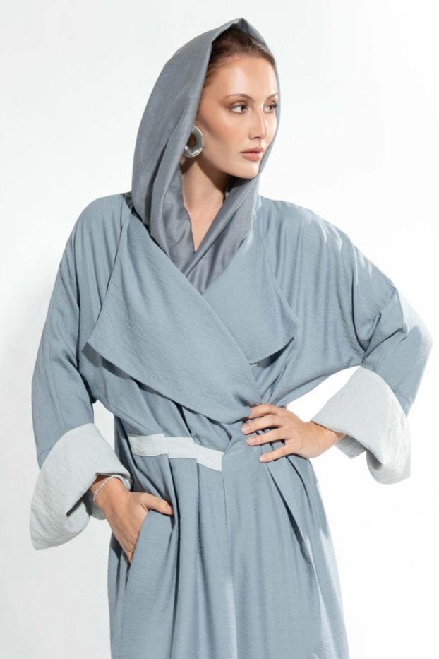 Pleated Flair Abaya in Storm Blue