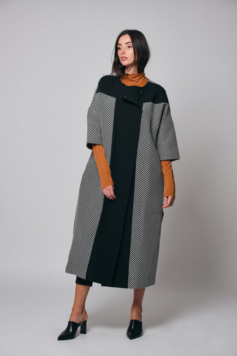 Textured Polka Overcoat Abaya