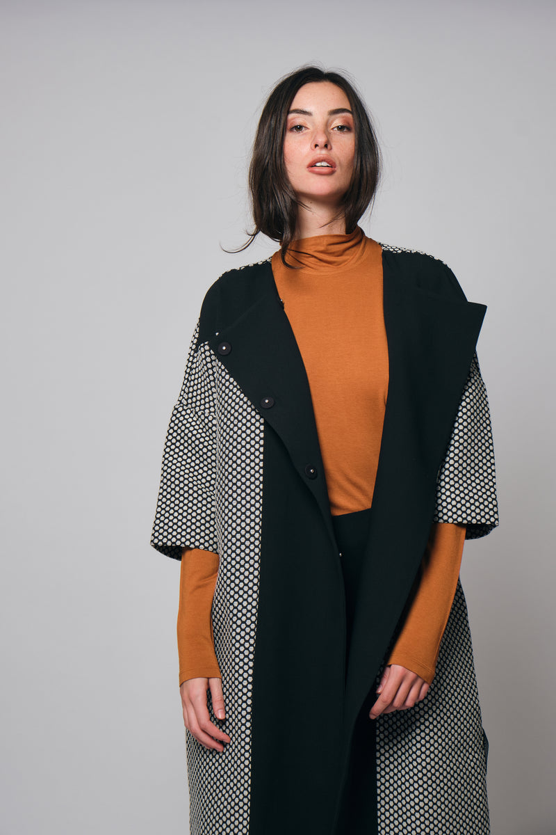 Textured Polka Overcoat Abaya