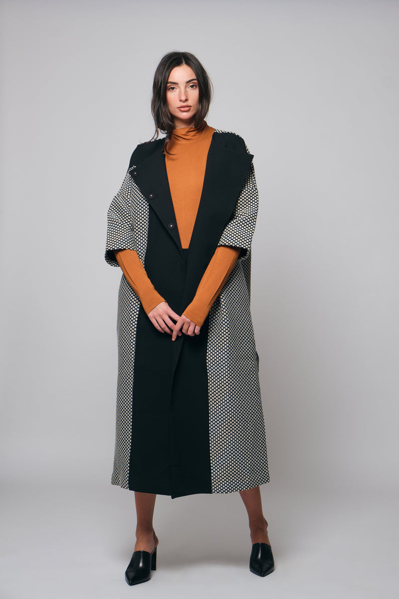 Textured Polka Overcoat Abaya