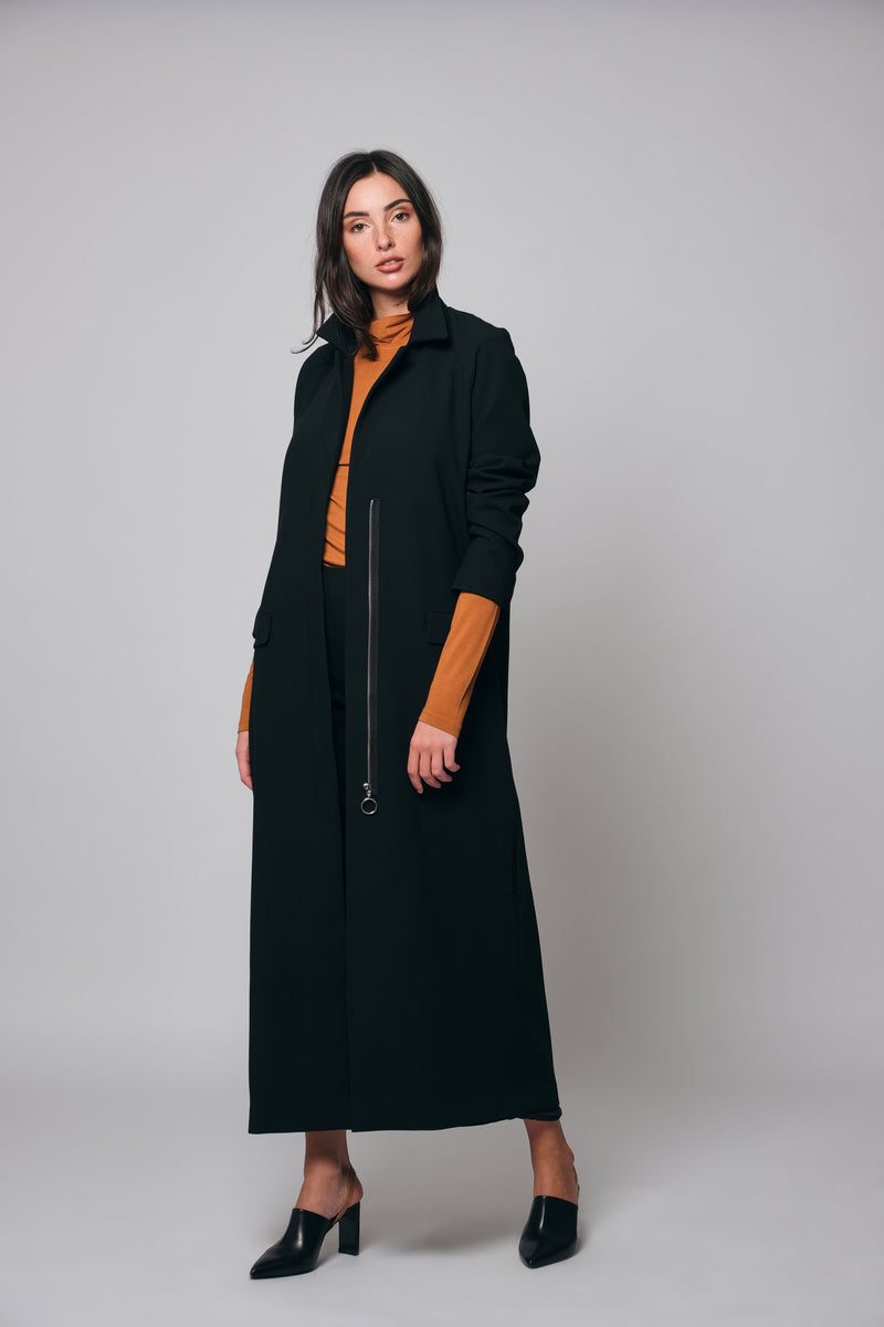 Classic Maxi Coat Abaya in Black