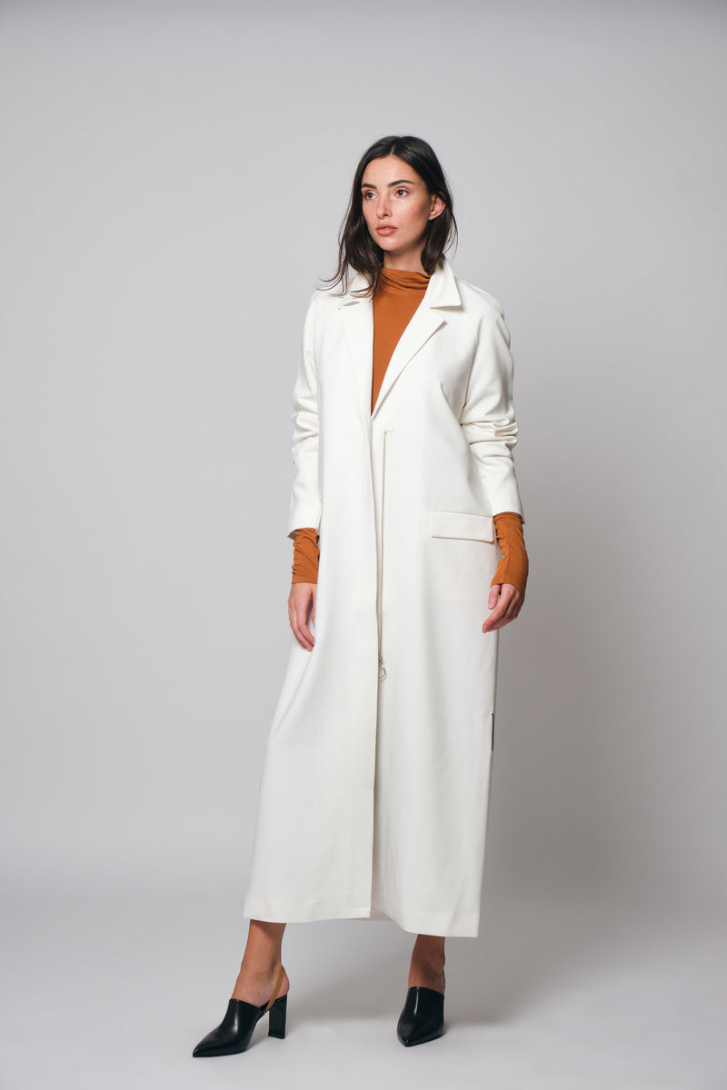 Classic Maxi Coat Abaya in Off White