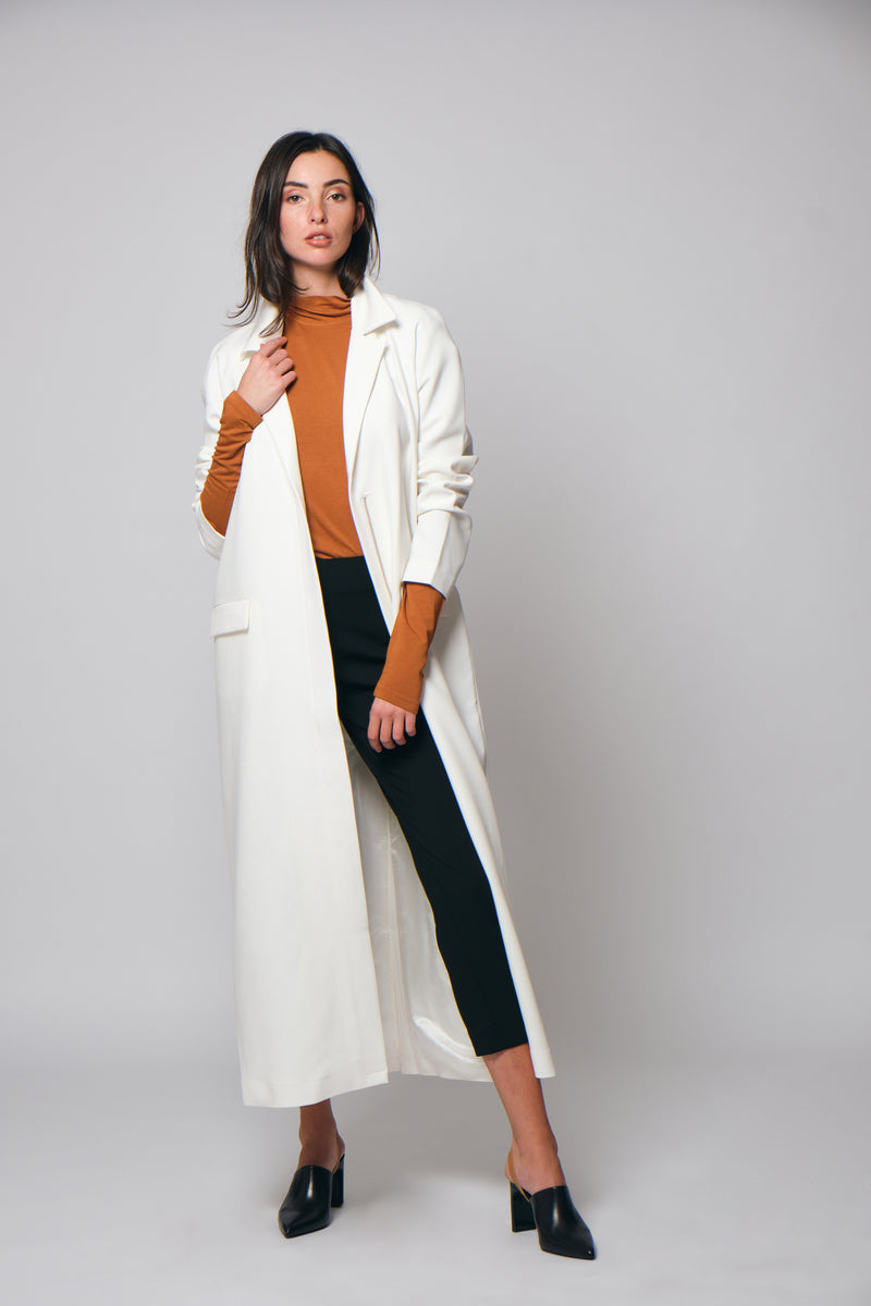 Classic Maxi Coat Abaya in Off White