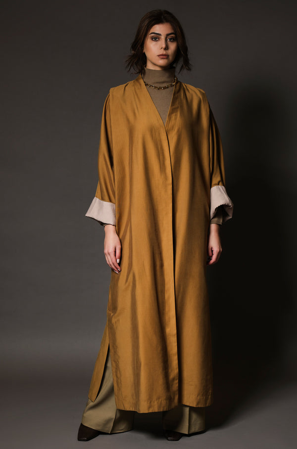 Edged-Shoulder Abaya in Saffron