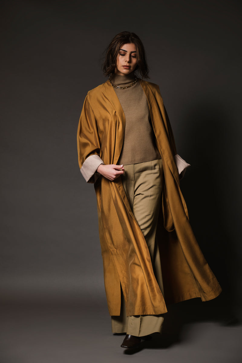 Edged-Shoulder Abaya in Saffron
