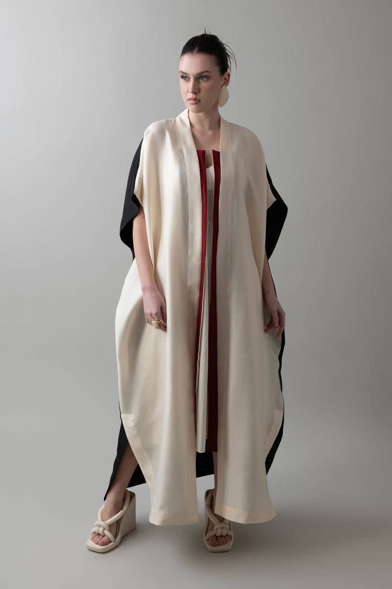 Zen Abaya in Warm Ivory & Black