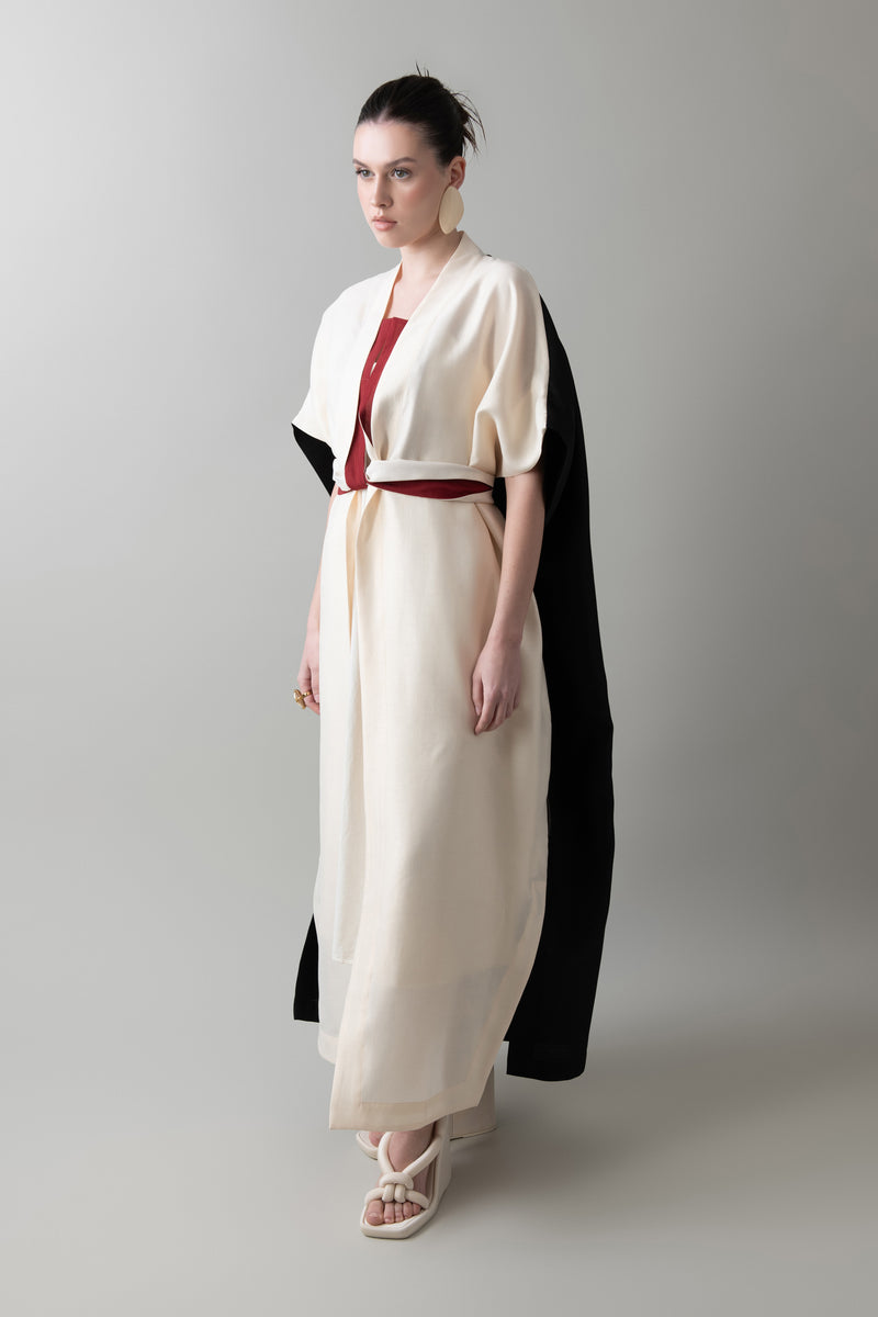 Zen Abaya in Warm Ivory & Black