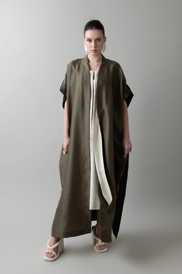 Zen Abaya in Dark Olive & Black