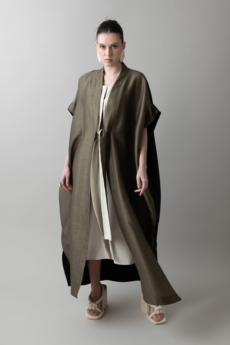 Zen Abaya in Dark Olive & Black