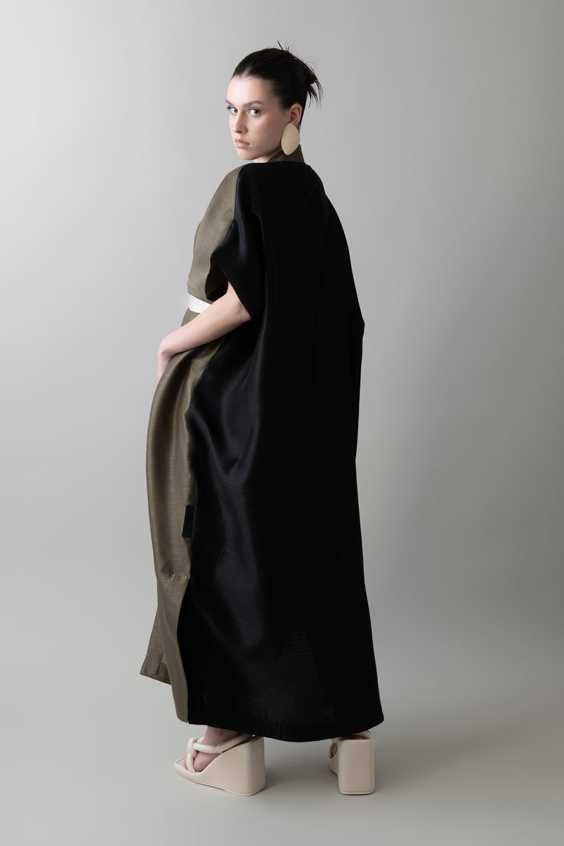 Zen Abaya in Dark Olive & Black