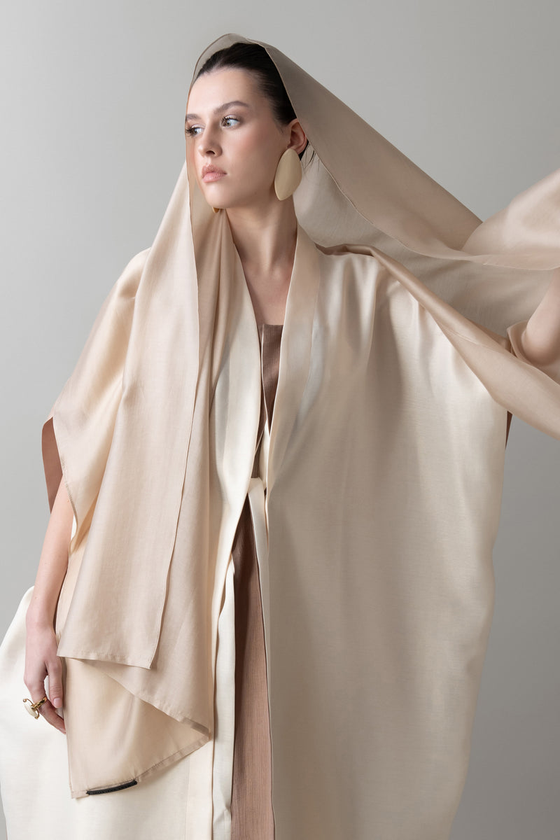 Zen Abaya in Almond & Warm Ivory