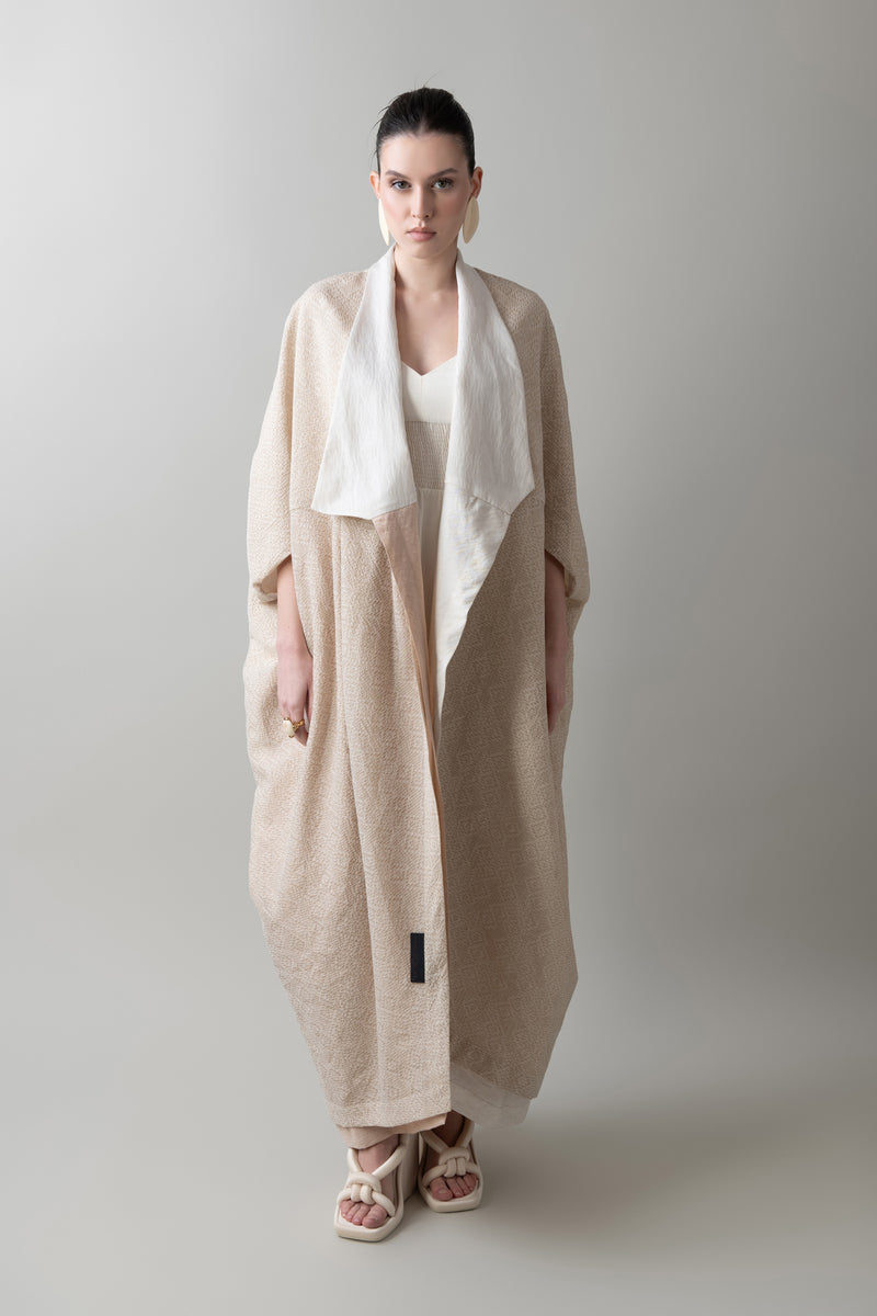 Reversible Origami Abaya in Sand & Ivory