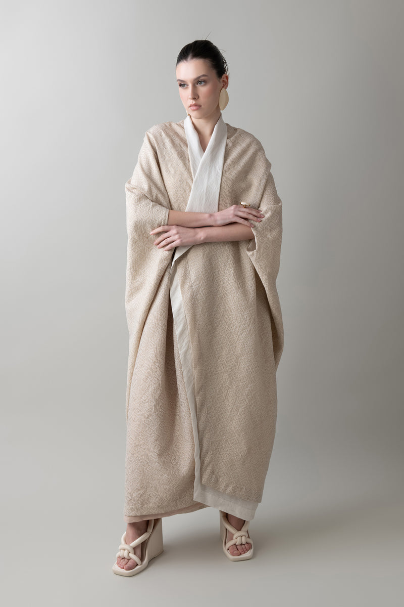 Reversible Origami Abaya in Sand & Ivory