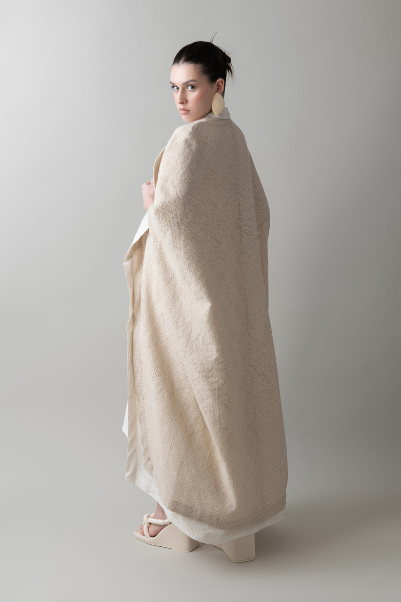 Reversible Origami Abaya in Sand & Ivory