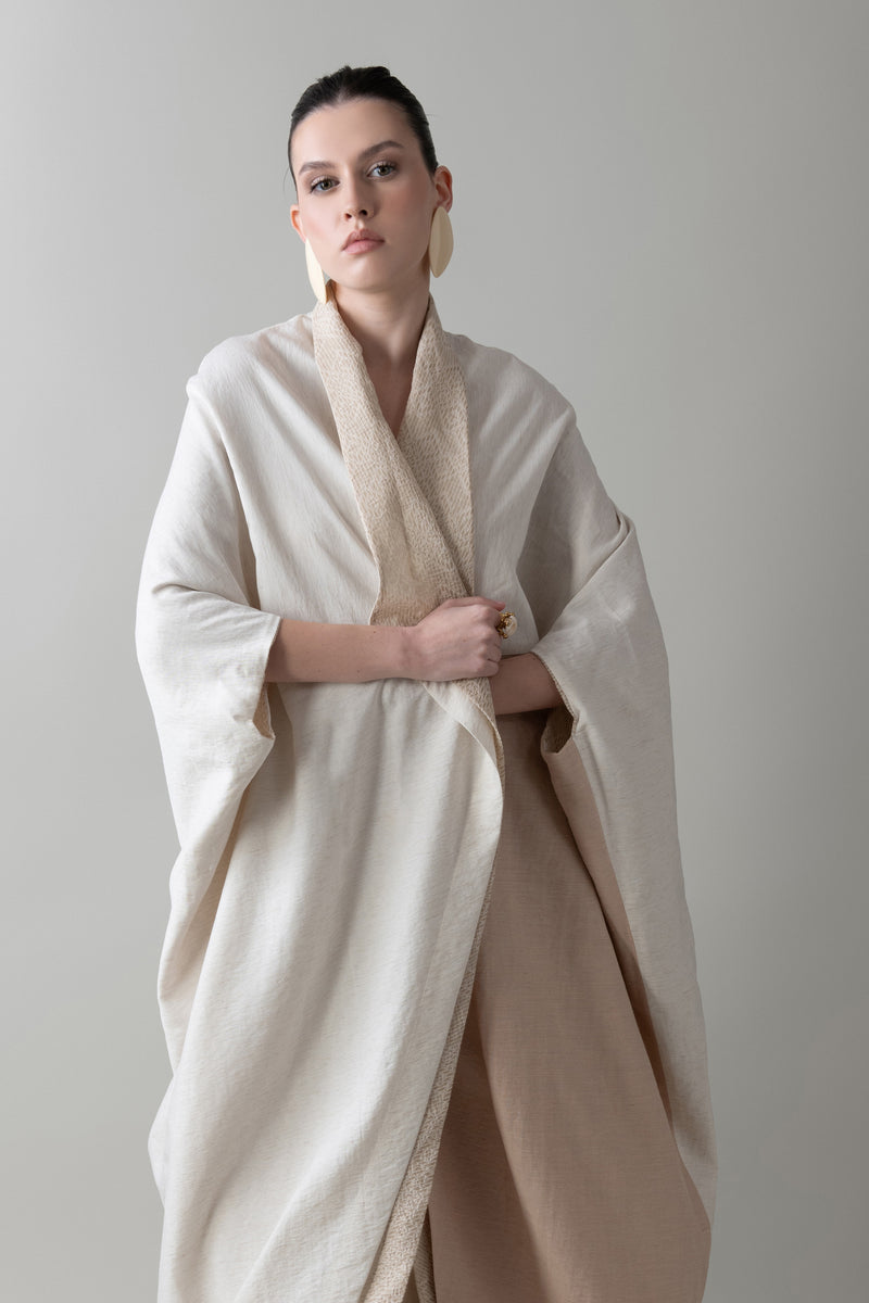 Reversible Origami Abaya in Sand & Ivory