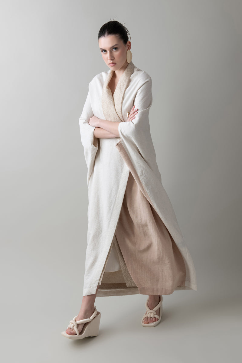 Reversible Origami Abaya in Sand & Ivory