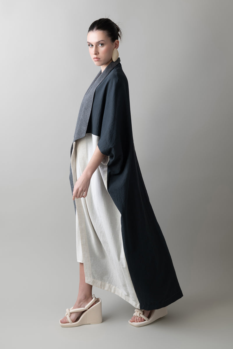 Reversible Origami Abaya in Storm & Ivory