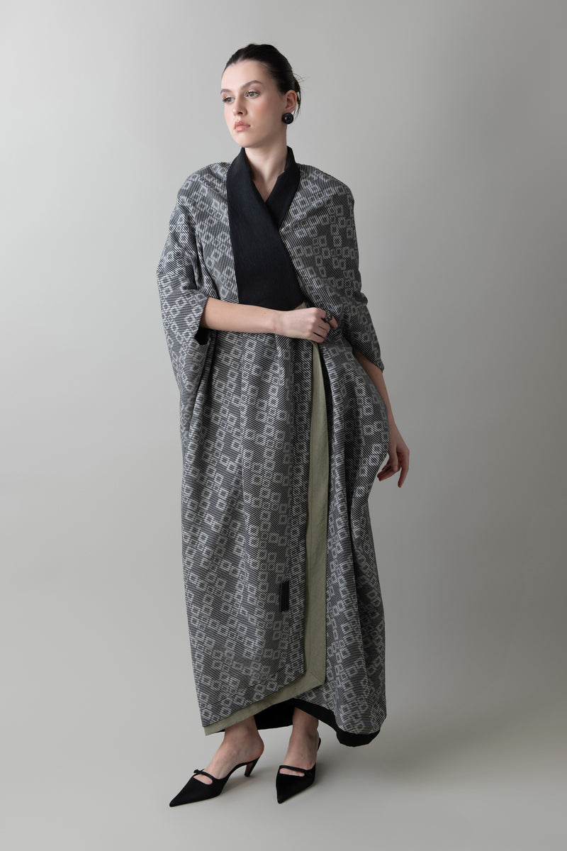 Reversible Origami Abaya in Ink & Sage