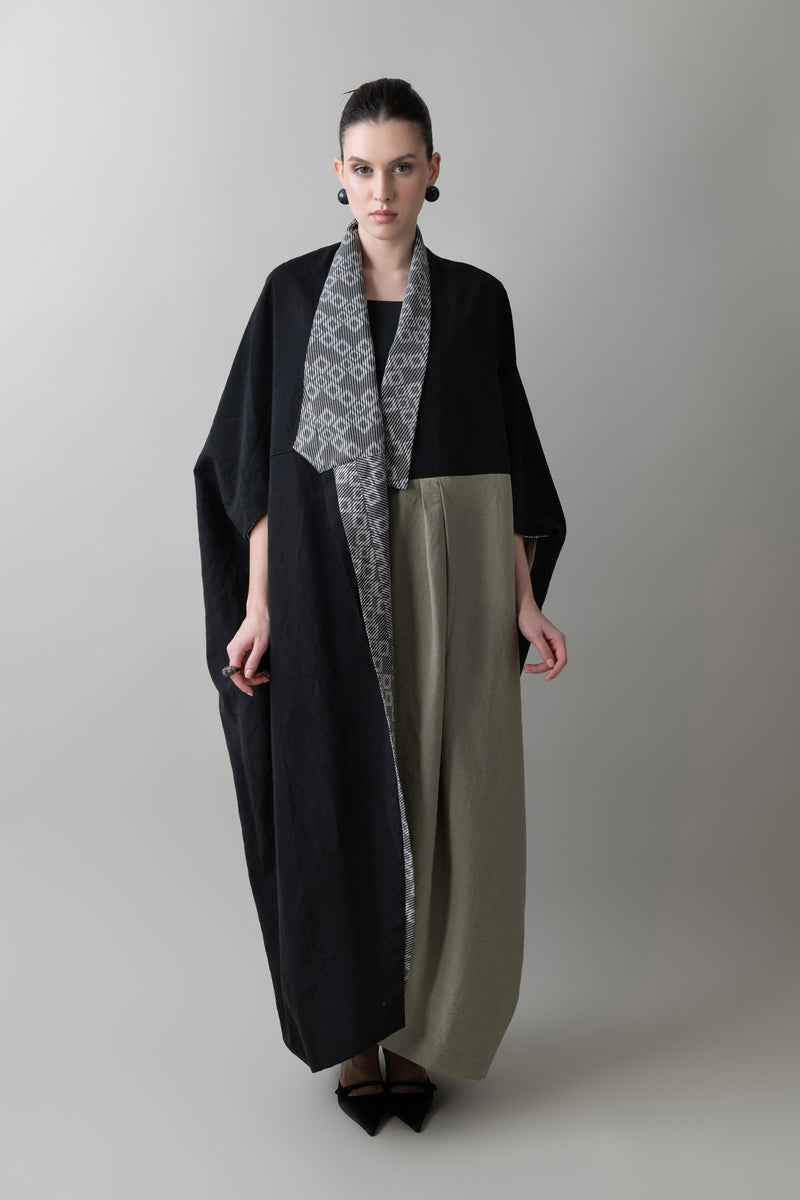 Reversible Origami Abaya in Ink & Sage