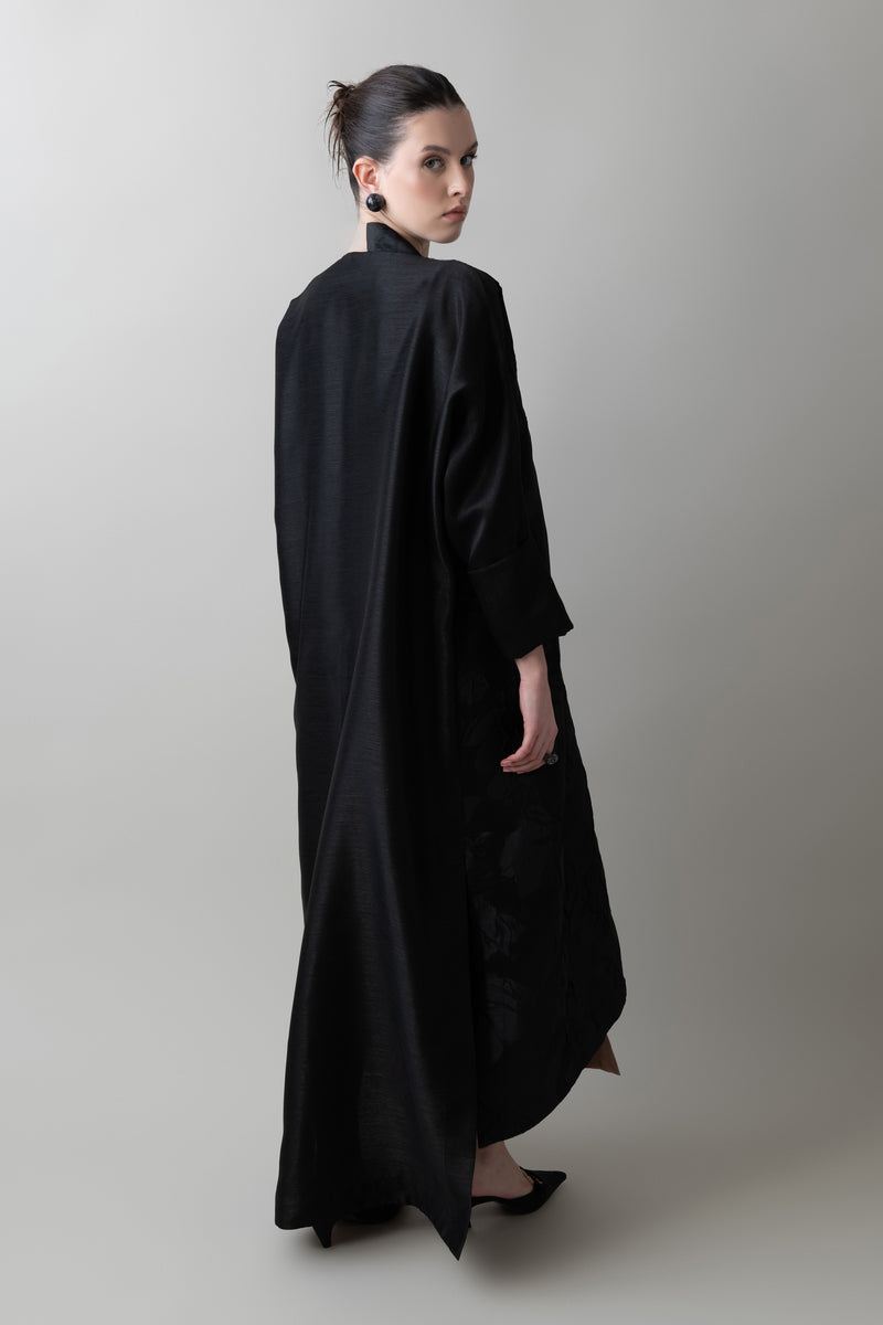 Petal Abaya in Black & Almond