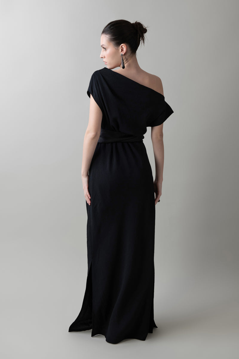 Pleated Dress in Luminous Black