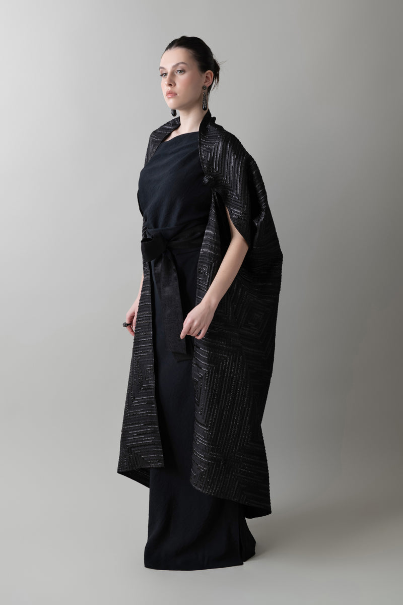 ONYX Jacquard Cape & Dress Set