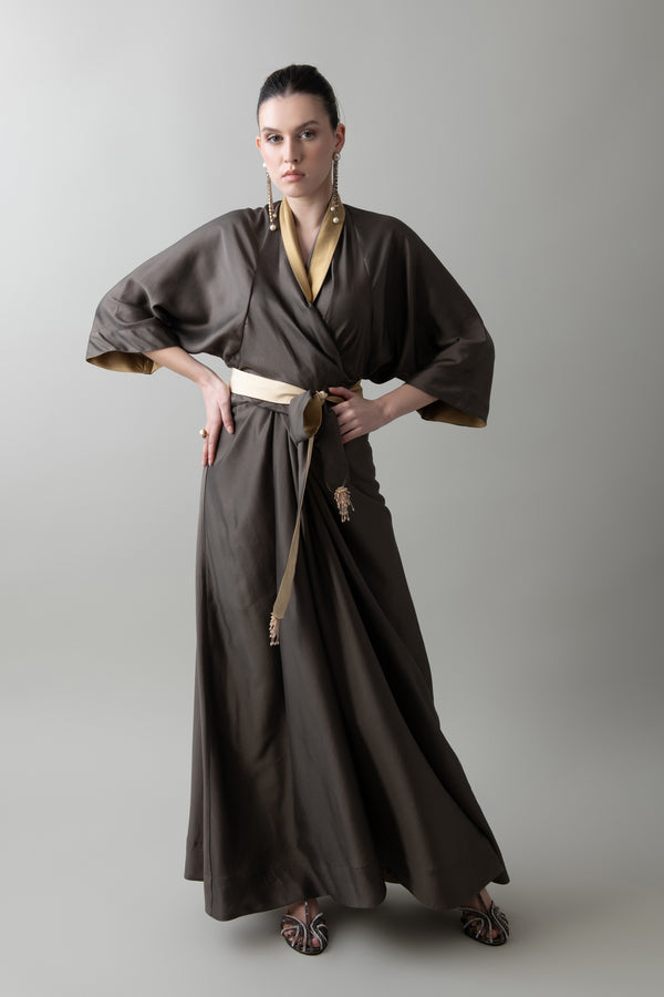 Dusk Kaftan in Umber & Gold