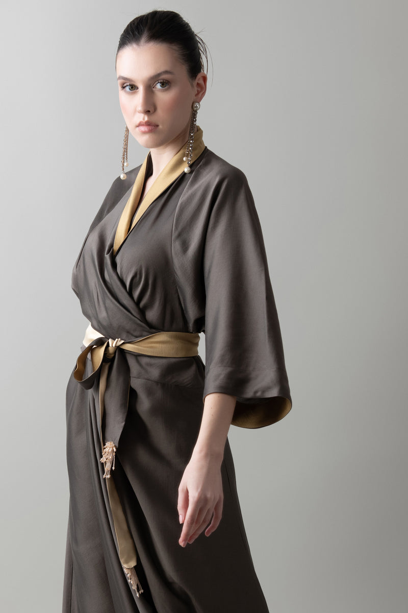 Dusk Kaftan in Umber & Gold