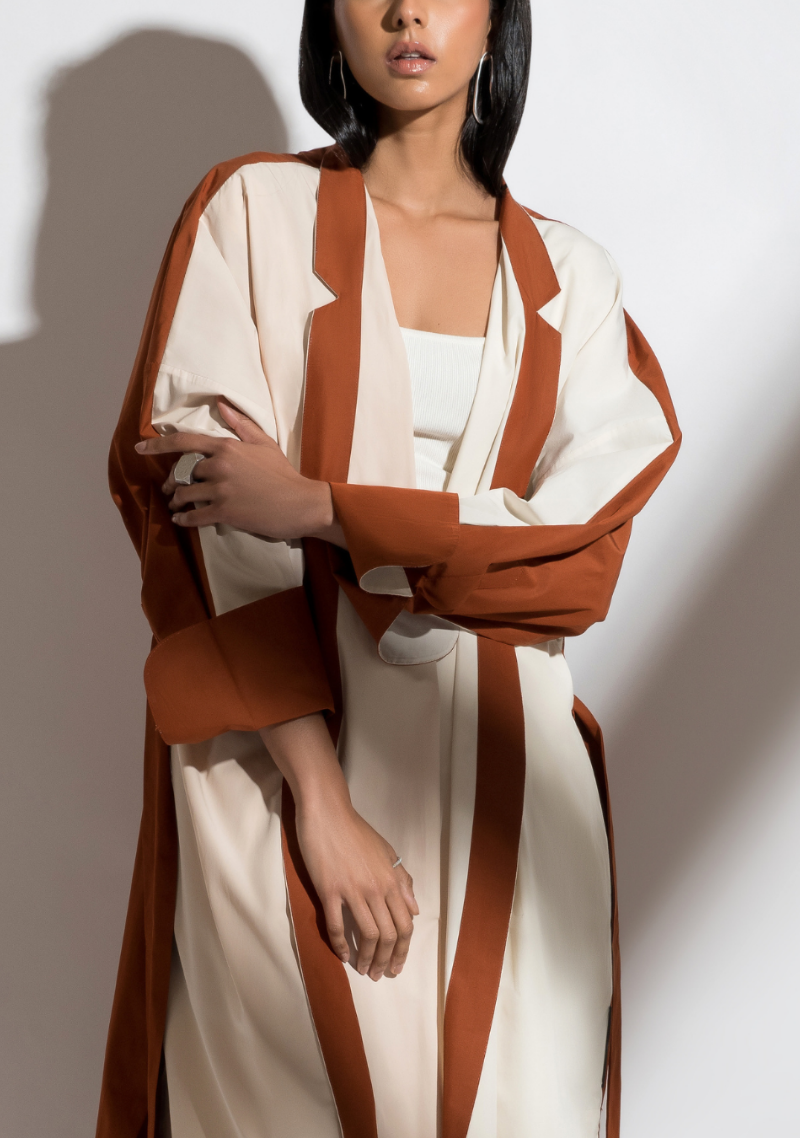 Trench Coat Style Abaya in Terracotta