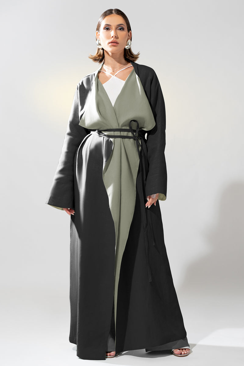 Reversible Robe Abaya in Black Artichoke