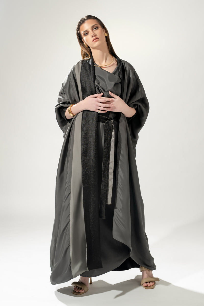 Multiway Belted Kaftan Dress in Grey