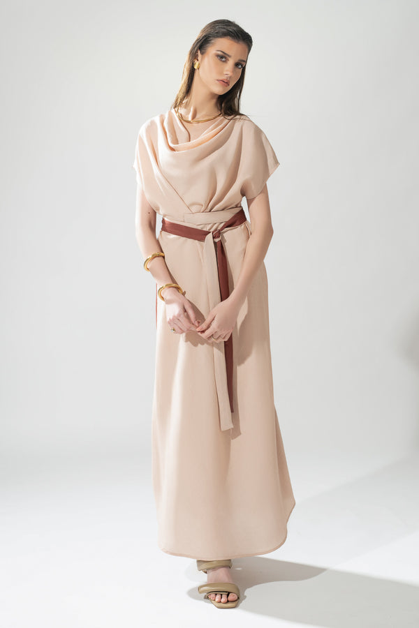 Multiway Belted Kaftan Dress in Pale Blush
