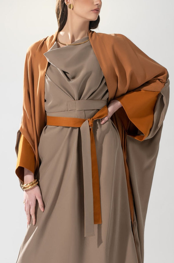 Multiway Belted Kaftan Dress in Beige