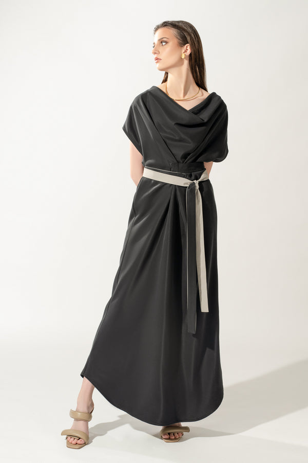Multiway Belted Kaftan Dress in Black