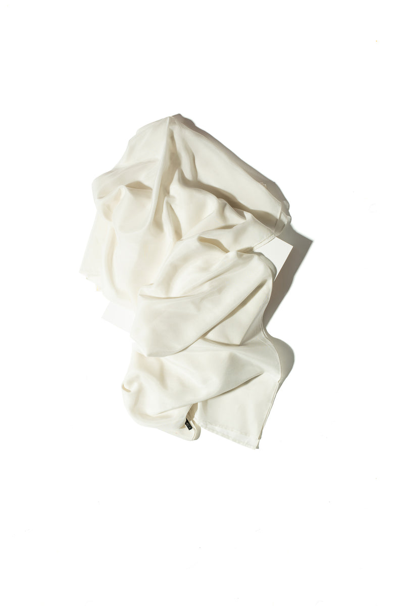 Luxe Silk Blend Scarf in Frosted Off-White