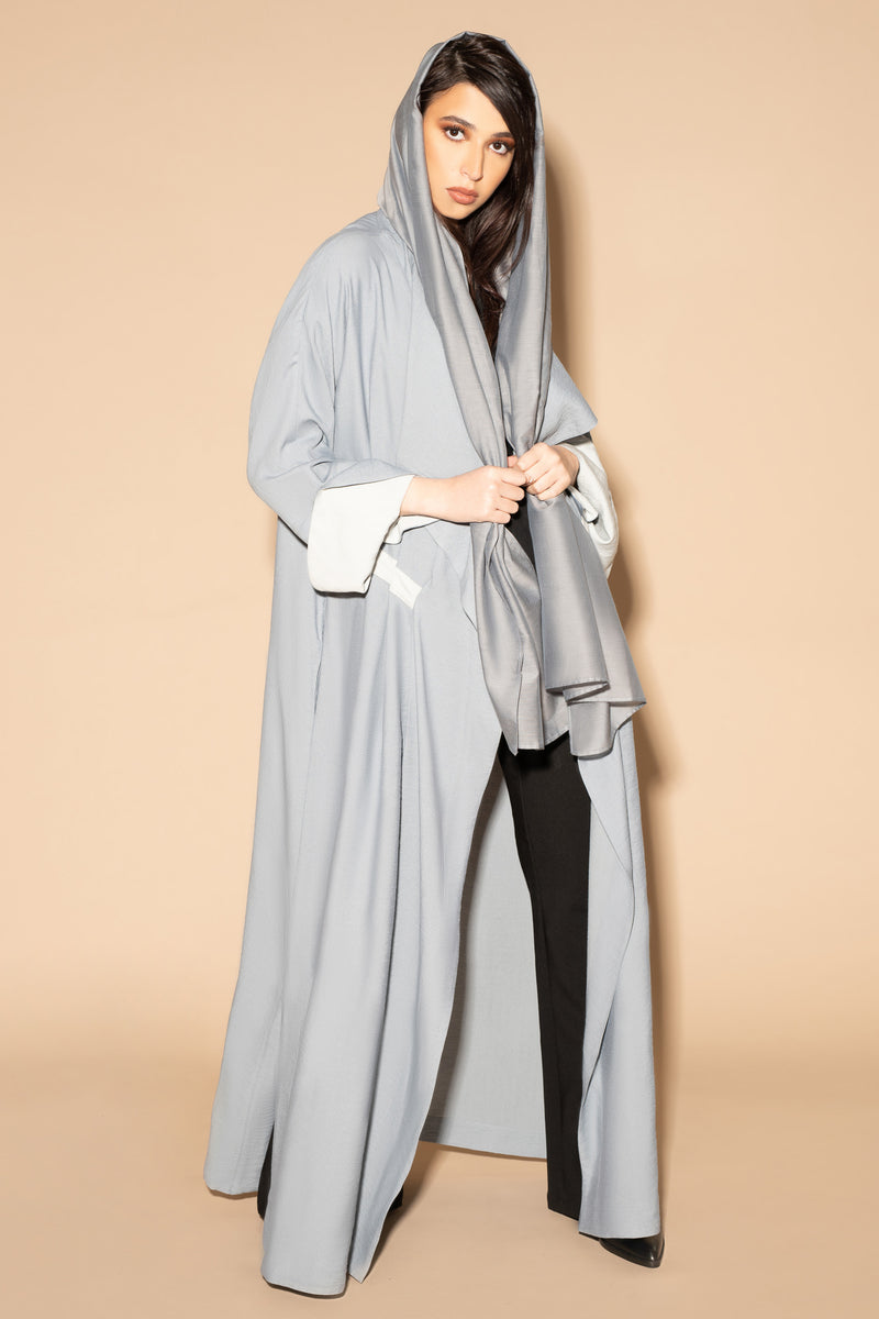 Pleated Flair Abaya in Storm Blue