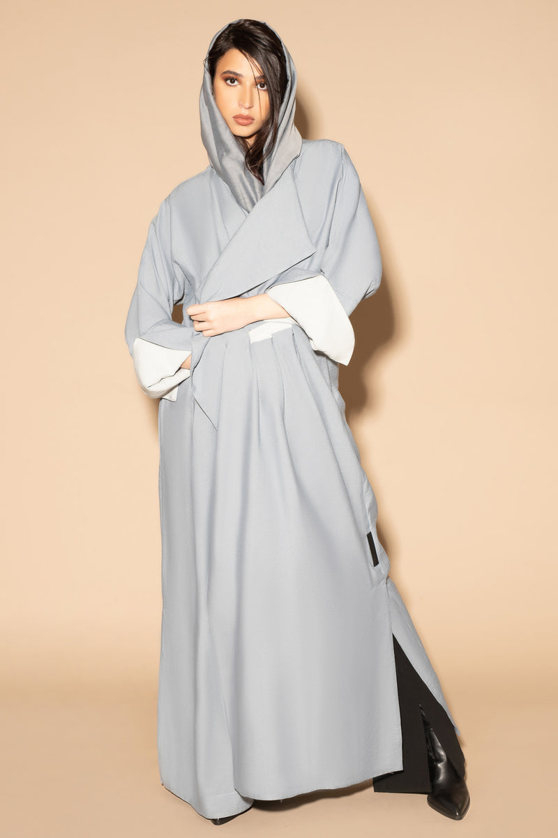 Pleated Flair Abaya in Storm Blue