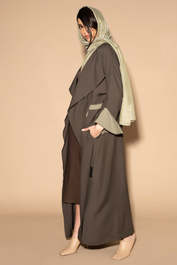 Pleated Flair Abaya in Khaki