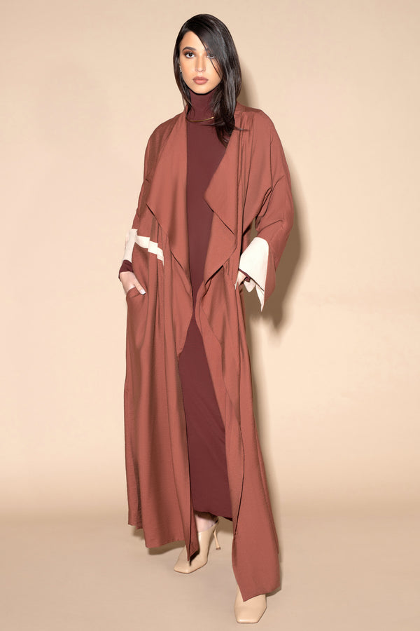 Pleated Flair Abaya in Terracotta
