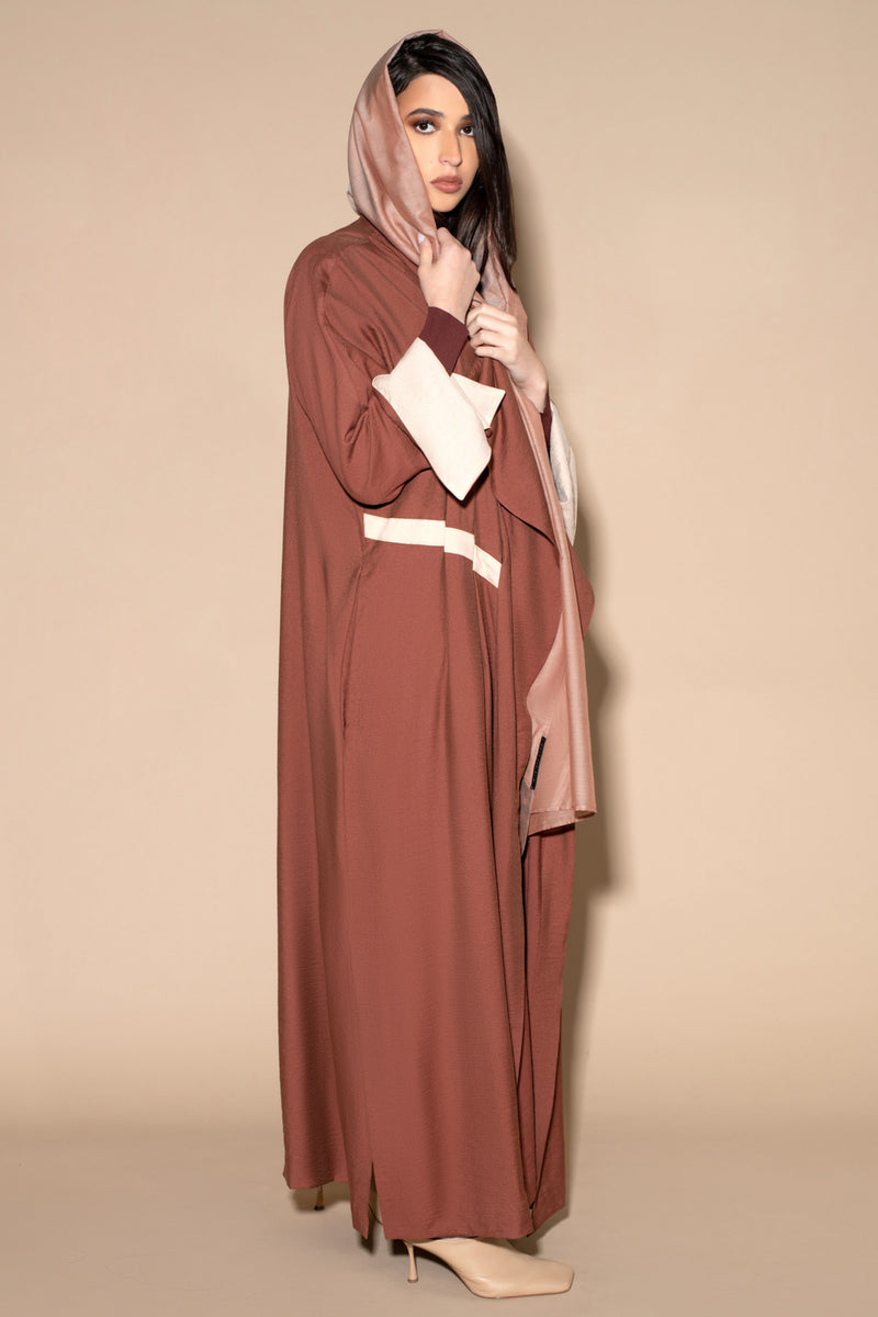Pleated Flair Abaya in Terracotta