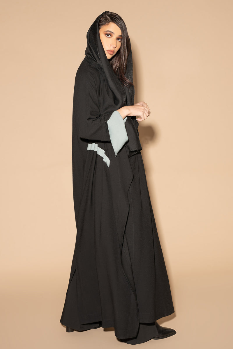 Pleated Flair Abaya in Black