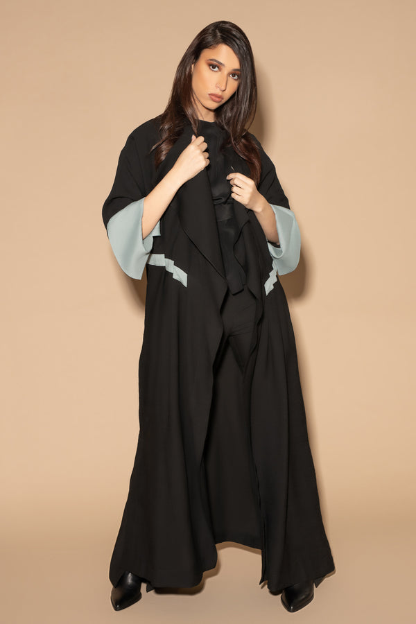 Pleated Flair Abaya in Black